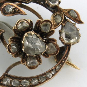 Uit Opnemen januari 14k geel gouden broche bezet met roos diamanten tot. 0.80ct - CB Jewellery