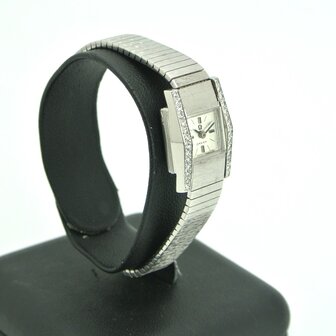 Omega 18k white gold watch with diamonds ref 8055