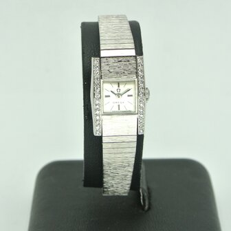 Omega 18k white gold watch with diamonds ref 8055