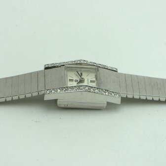 Omega 18k white gold watch with diamonds ref 8055