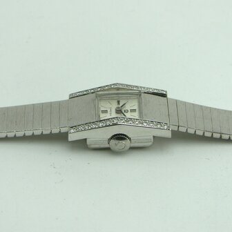 Omega 18k white gold watch with diamonds ref 8055