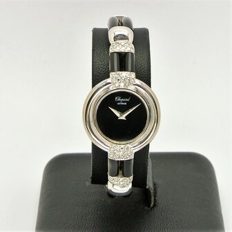 Chopard Gen&egrave;ve 18k white gold with onyx and diamond ref 93547