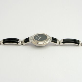 Chopard Gen&egrave;ve 18k white gold with onyx and diamond ref 93547