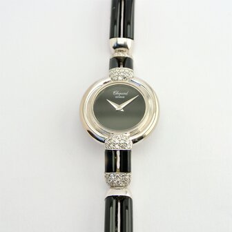 Chopard Gen&egrave;ve 18k white gold with onyx and diamond ref 93547