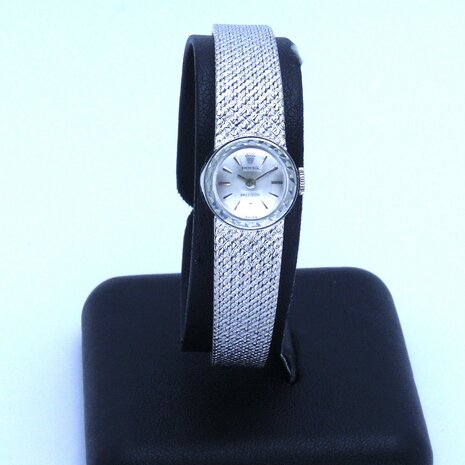 Rolex Precision 18k white gold ladies watch