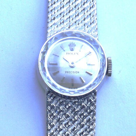 Rolex Precision 18k white gold ladies watch