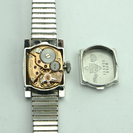 Omega 18k white gold watch with diamonds ref 8055